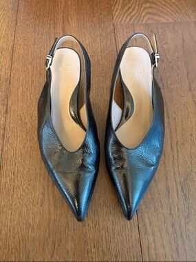 Naturalizer Black Patent Pointed Slingback Mules